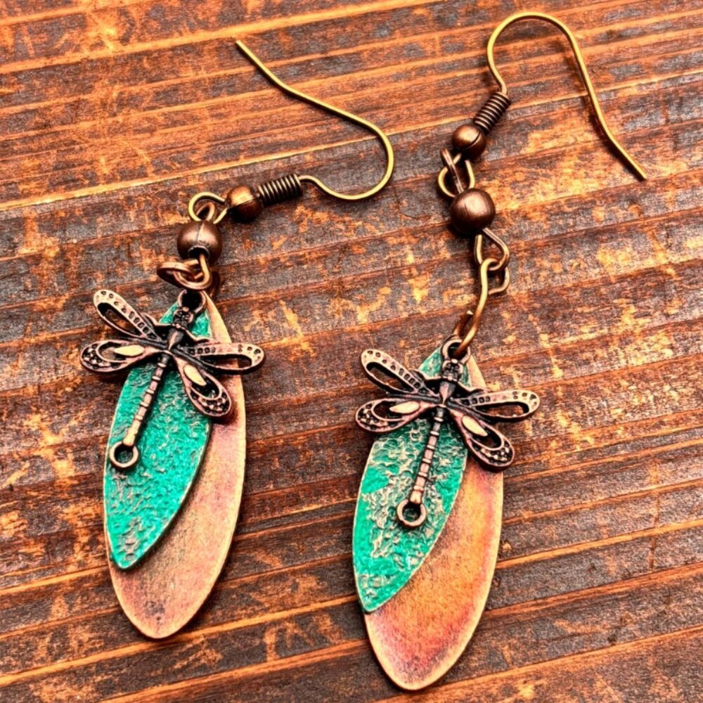 🐠 Dragonfly Earrings - Bronze-Plated Alloy